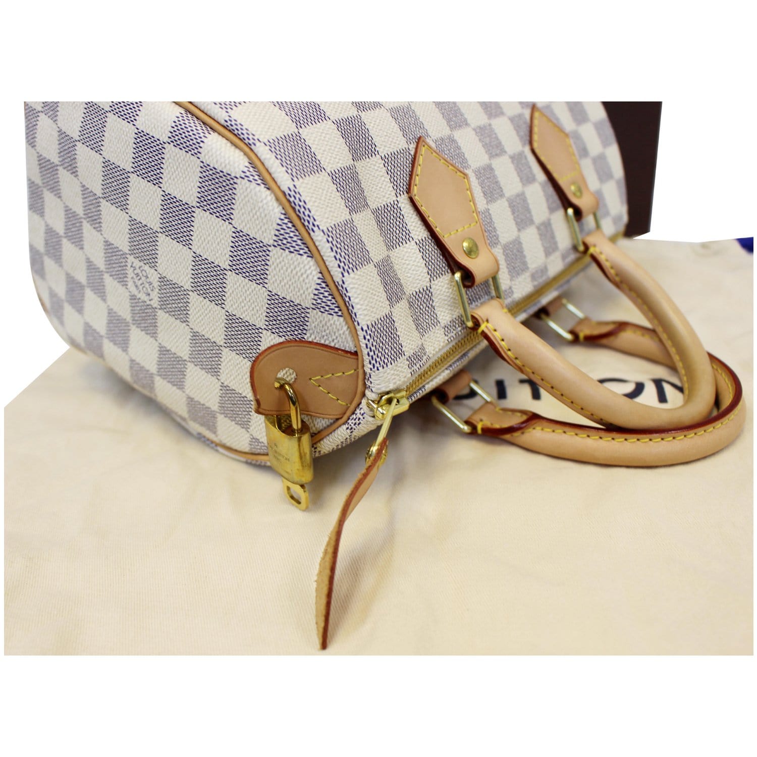 Louis Vuitton Speedy 25 Azzure Damier Satchel Bag Shoulder Bag in very good  condition Grey Leather ref.660183 - Joli Closet