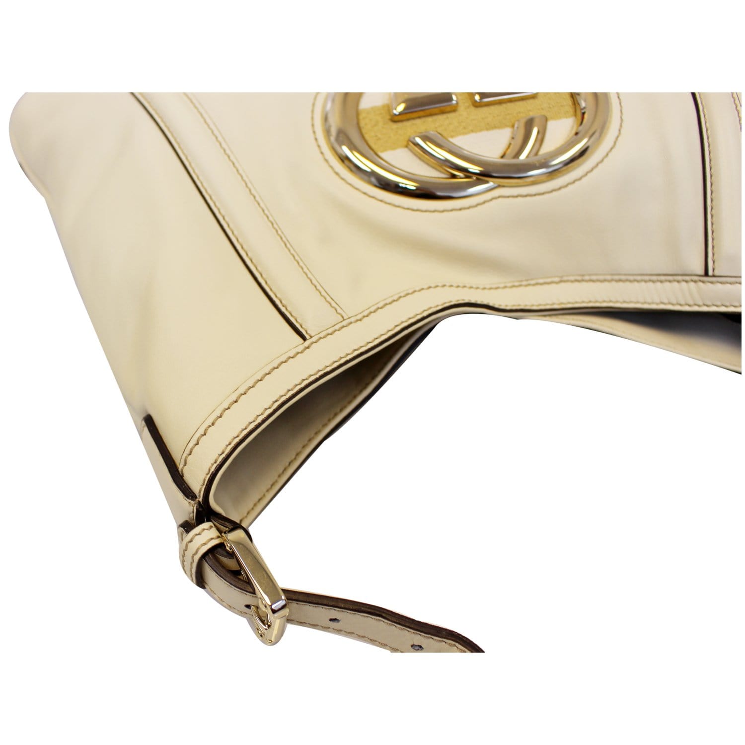 Vintage Gucci Britt Off White Hobo Shoulder Handbag Oversized GG 162740