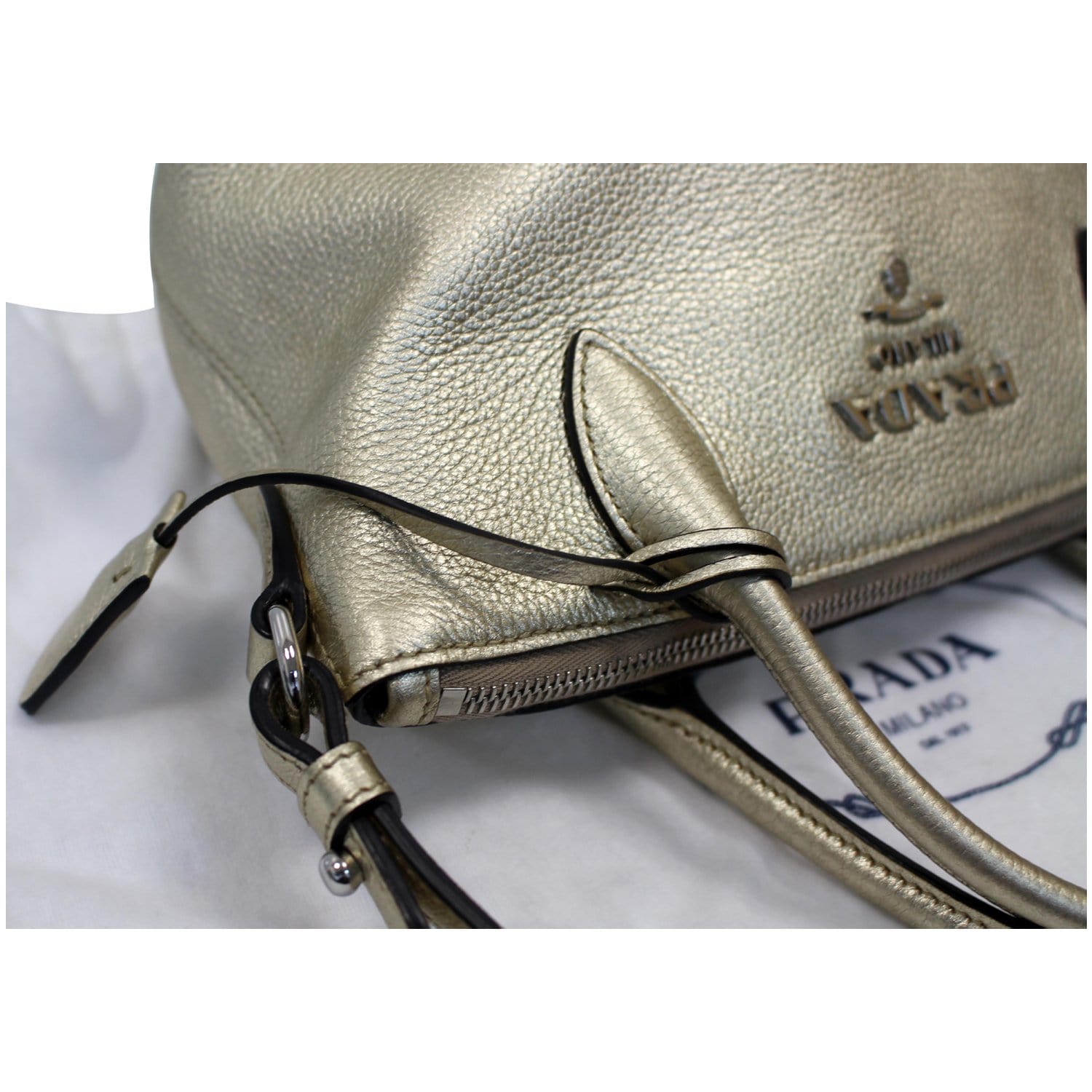 Calvin Klein Saffiano Leather Wristlet, Metallic Taupe/Silver