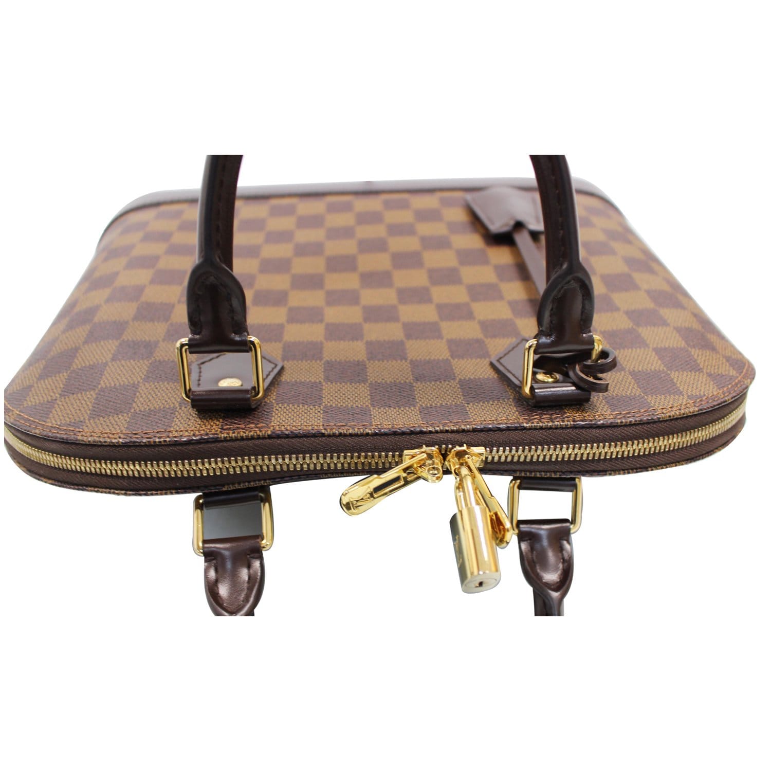 Louis Vuitton Vintage Damier Ebene Alma MM Handbag,Brown