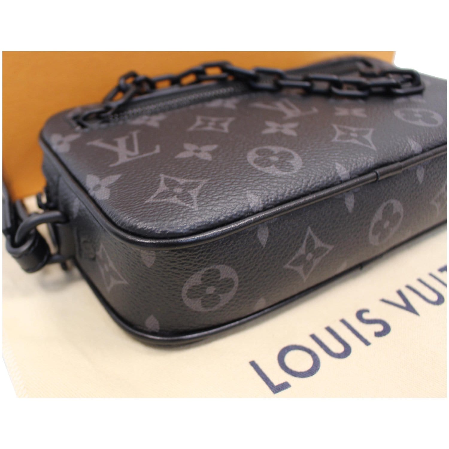 LOUIS VUITTON Volga Monogram Eclipse Pochette Clutch Bag Black
