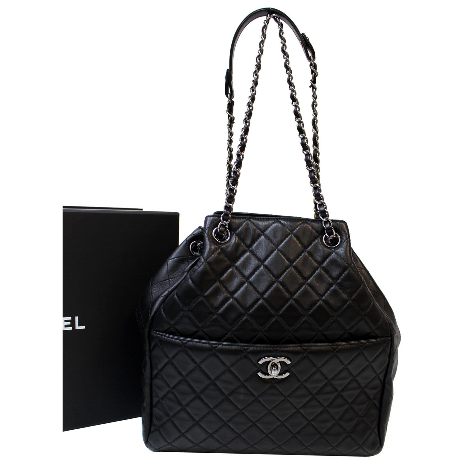 Chanel Pre-owned 2023 Small Chain Drawstring Bucket Shoulder Bag - Black