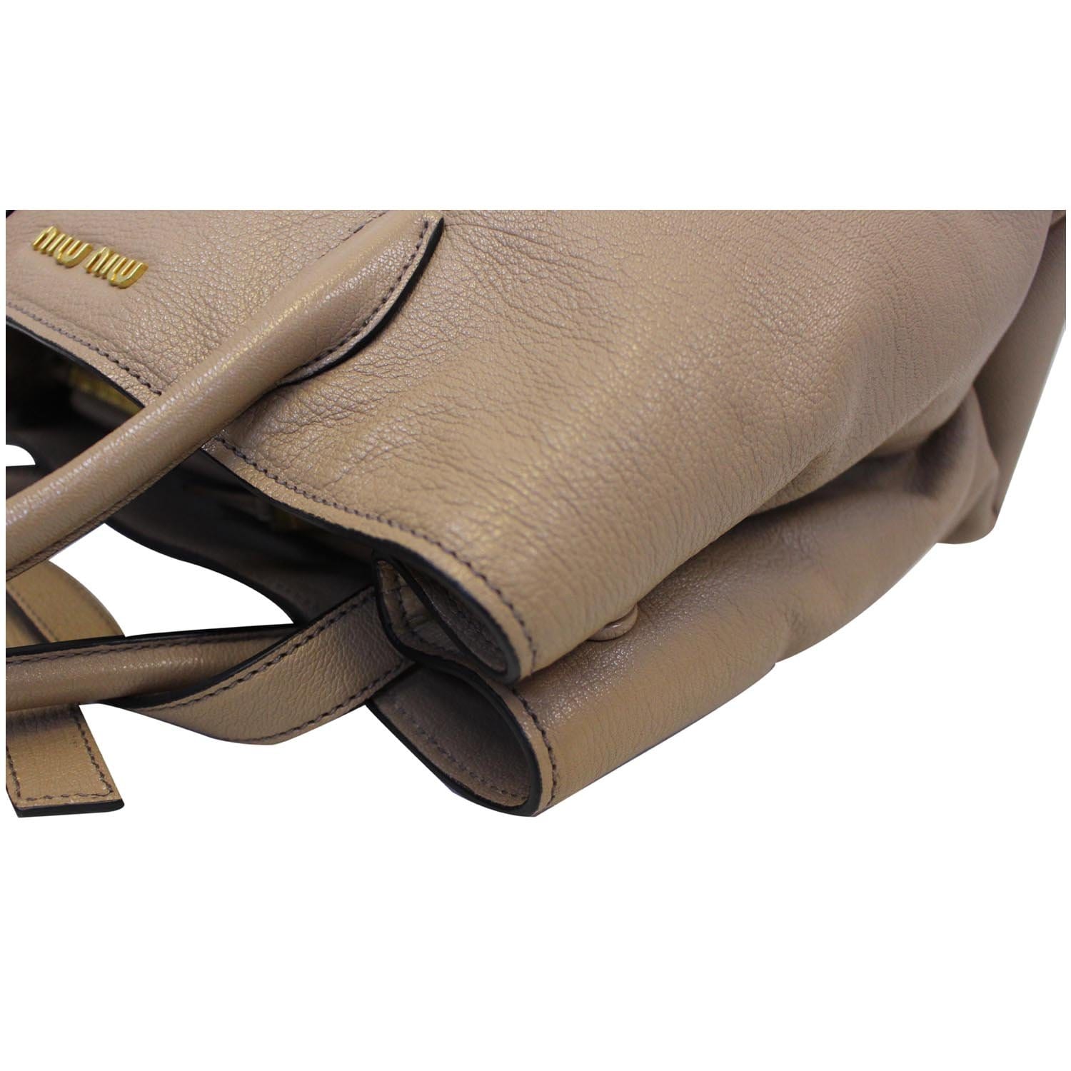 Miu Miu Madras Small Textured-leather Shoulder Bag In Black