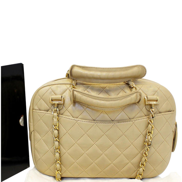 CHANEL Beige Lambskin Leather Camera Shoulder Bag-US