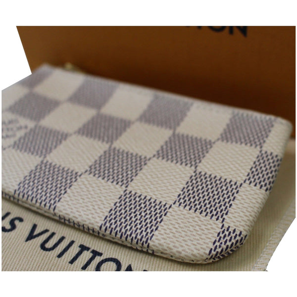 Louis Vuitton Key Coin Pouch Damier Azur White side view