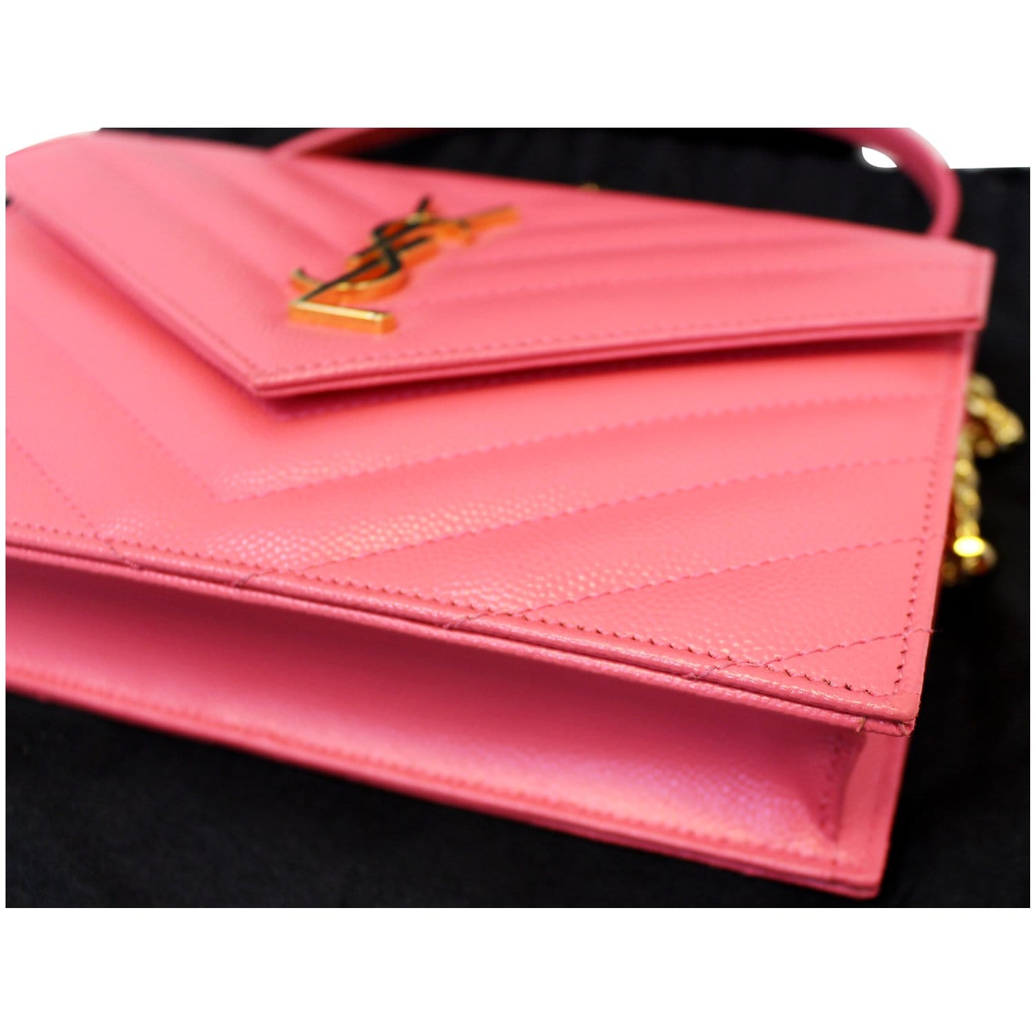 Saint Laurent Long Wallet YSL Monogram Large Flap Pink Leather V stitch NO  BOX