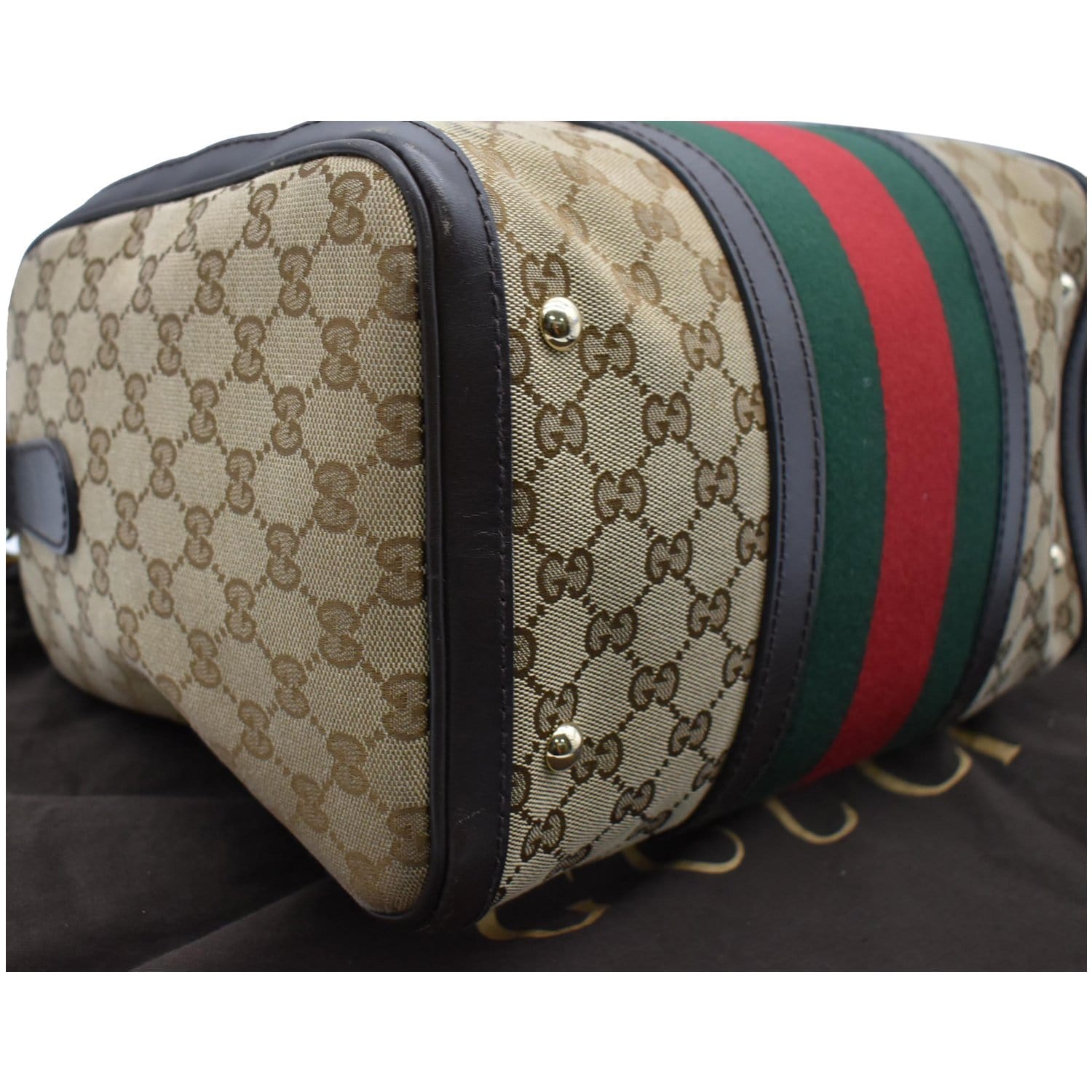 Gucci Vintage GG Plus Web Boston Satchel (SHF-20508) – LuxeDH