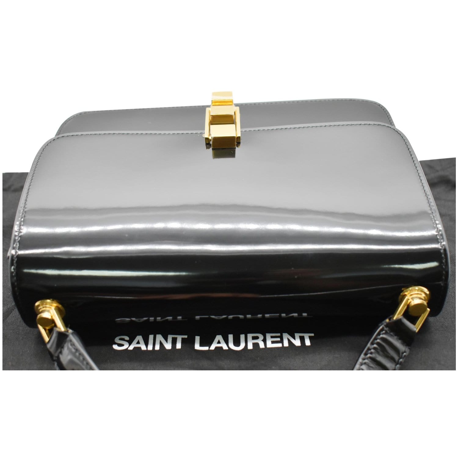 Saint Laurent Patent Le Monogramme Crossbody Bag - Black Shoulder