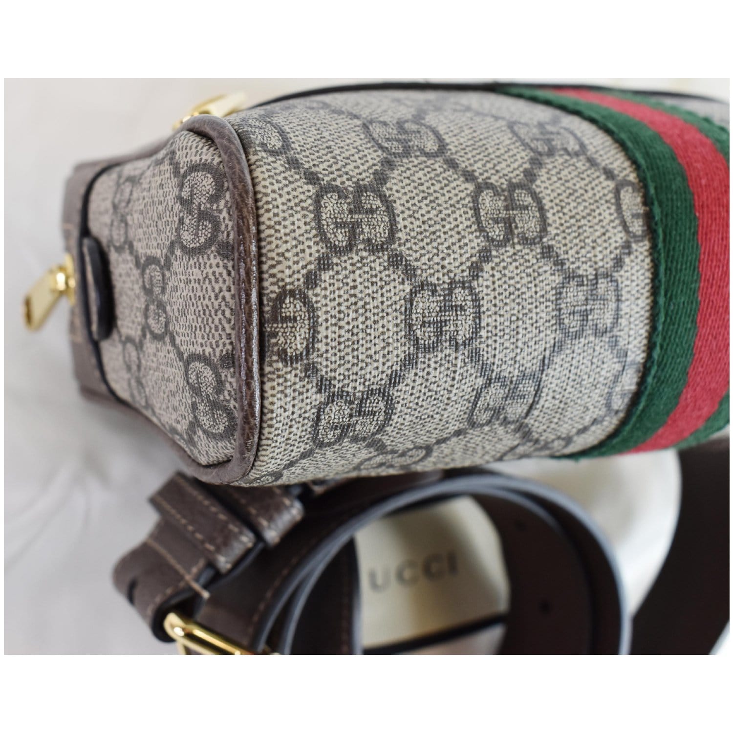 Gucci Web Strap Sling Bag GG Coated Canvas Small