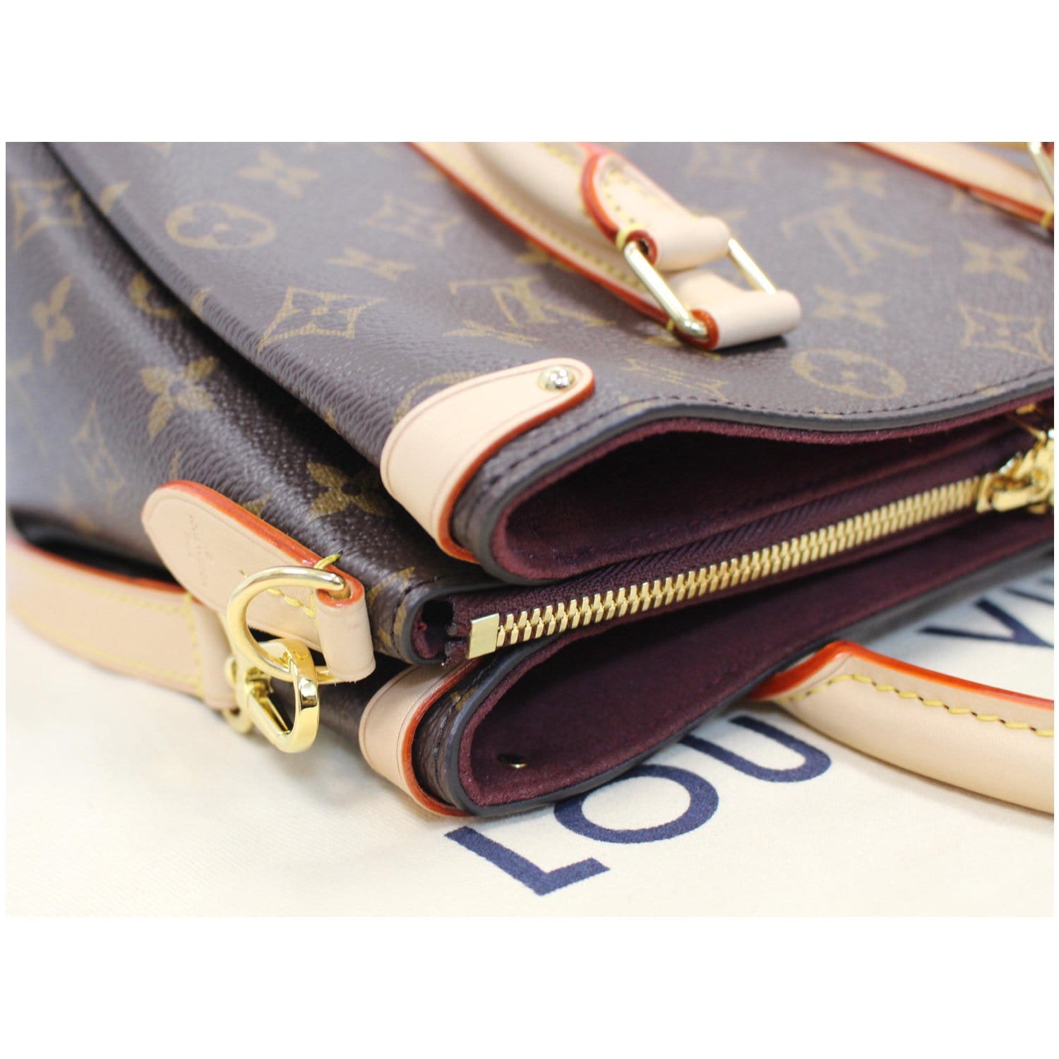 Soufflot cloth handbag Louis Vuitton Brown in Cloth - 35061575