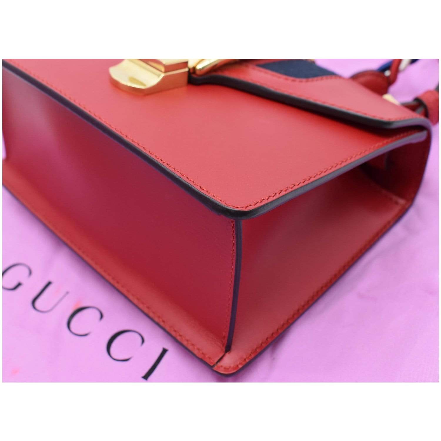 Sylvie leather handbag Gucci Red in Leather - 33370569