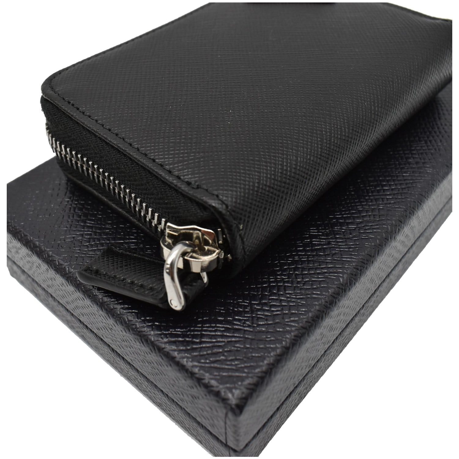 Prada Saffiano Leather Card Holder, Women, Black