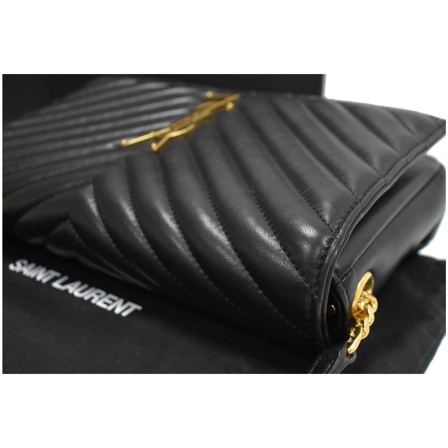 Yves Saint Laurent YSL Black Caviar Leather Business Shoulder Bag