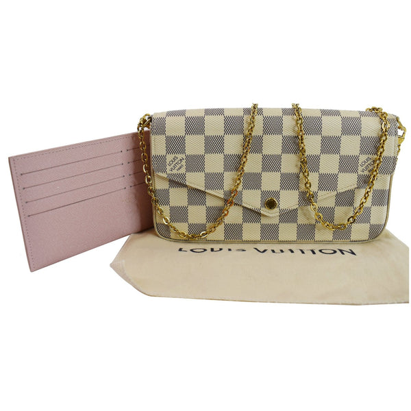 Louis Vuitton Pochette Felicie Damier Azur Bag long chain