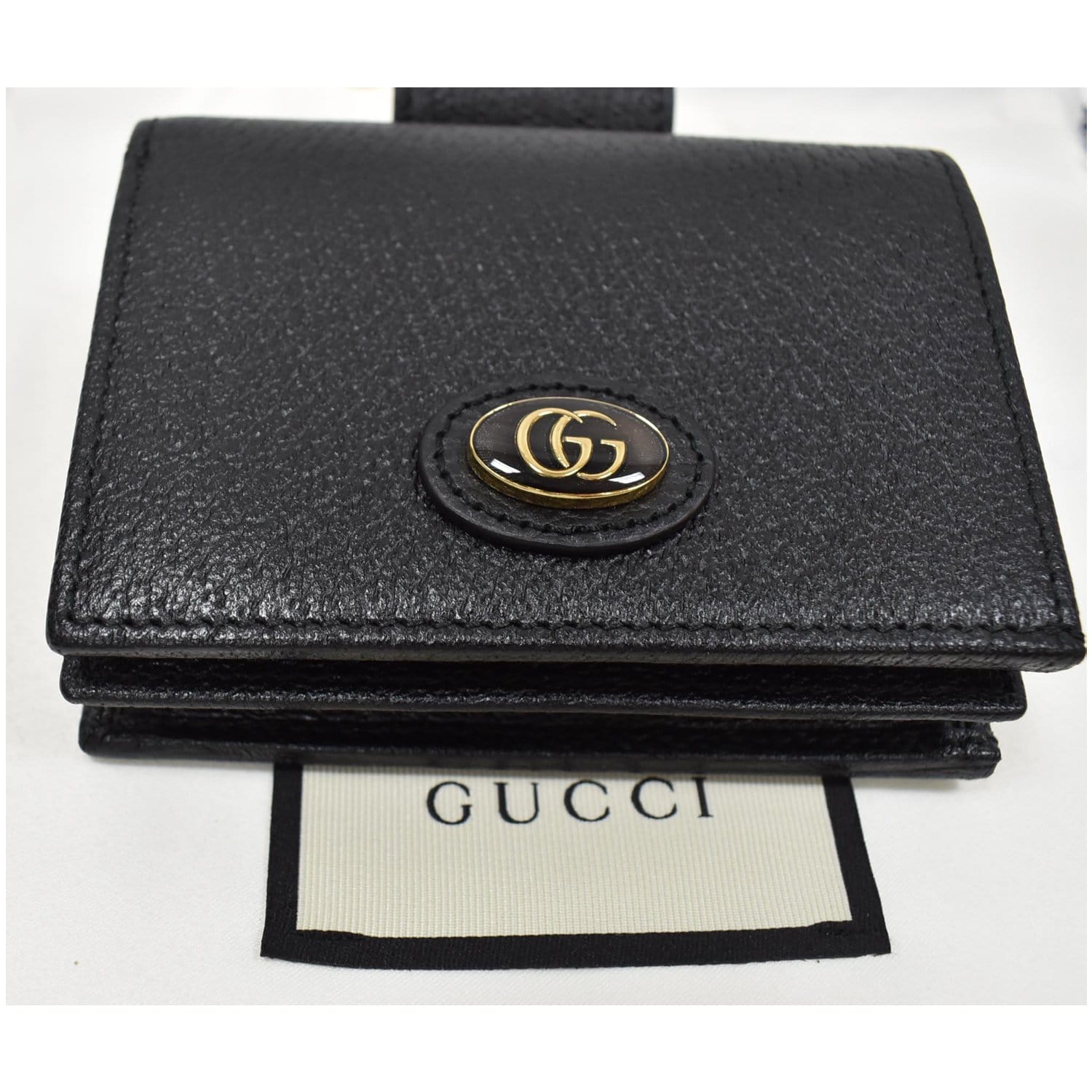 Gucci Leather GG Logo Flap Wallet On Chain Green