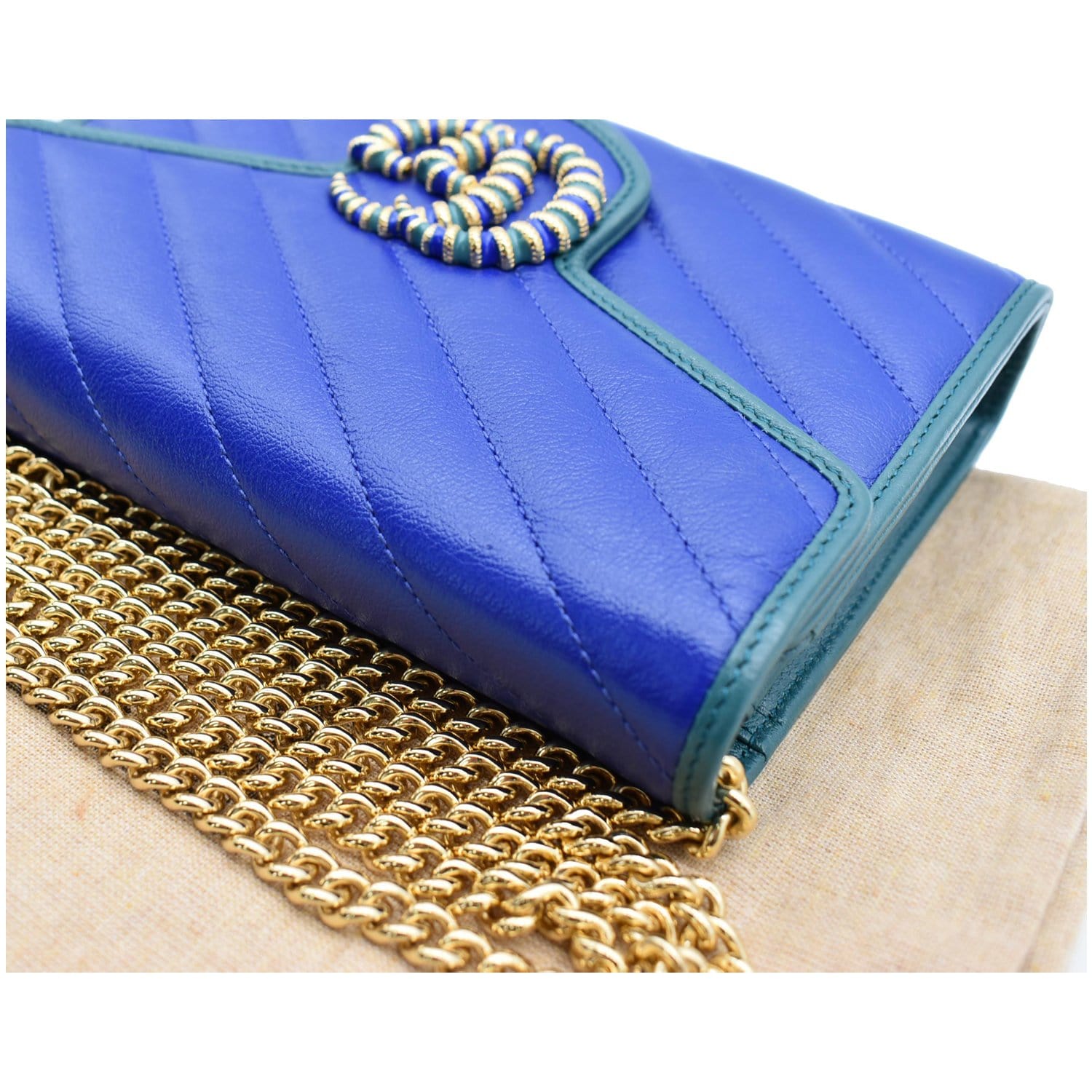 Marmont leather wallet Gucci Blue in Leather - 29153736