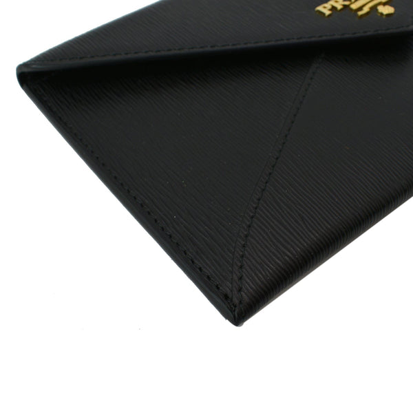 PRADA Envelope Leather Clutch Wallet Black