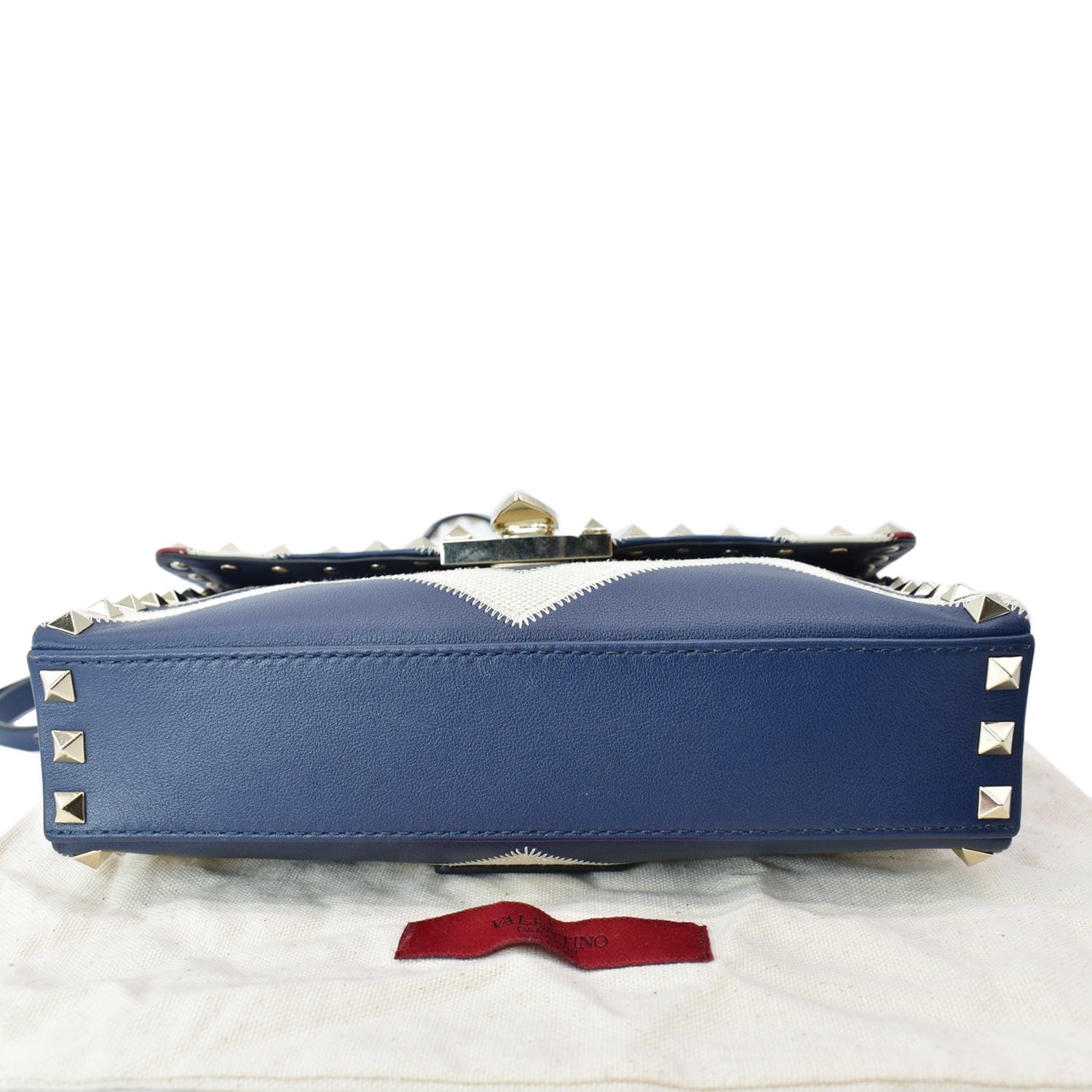 Valentino Garavani blue grainy calfskin leather small vsling shoulder bag &  receipt - Labels Most Wanted