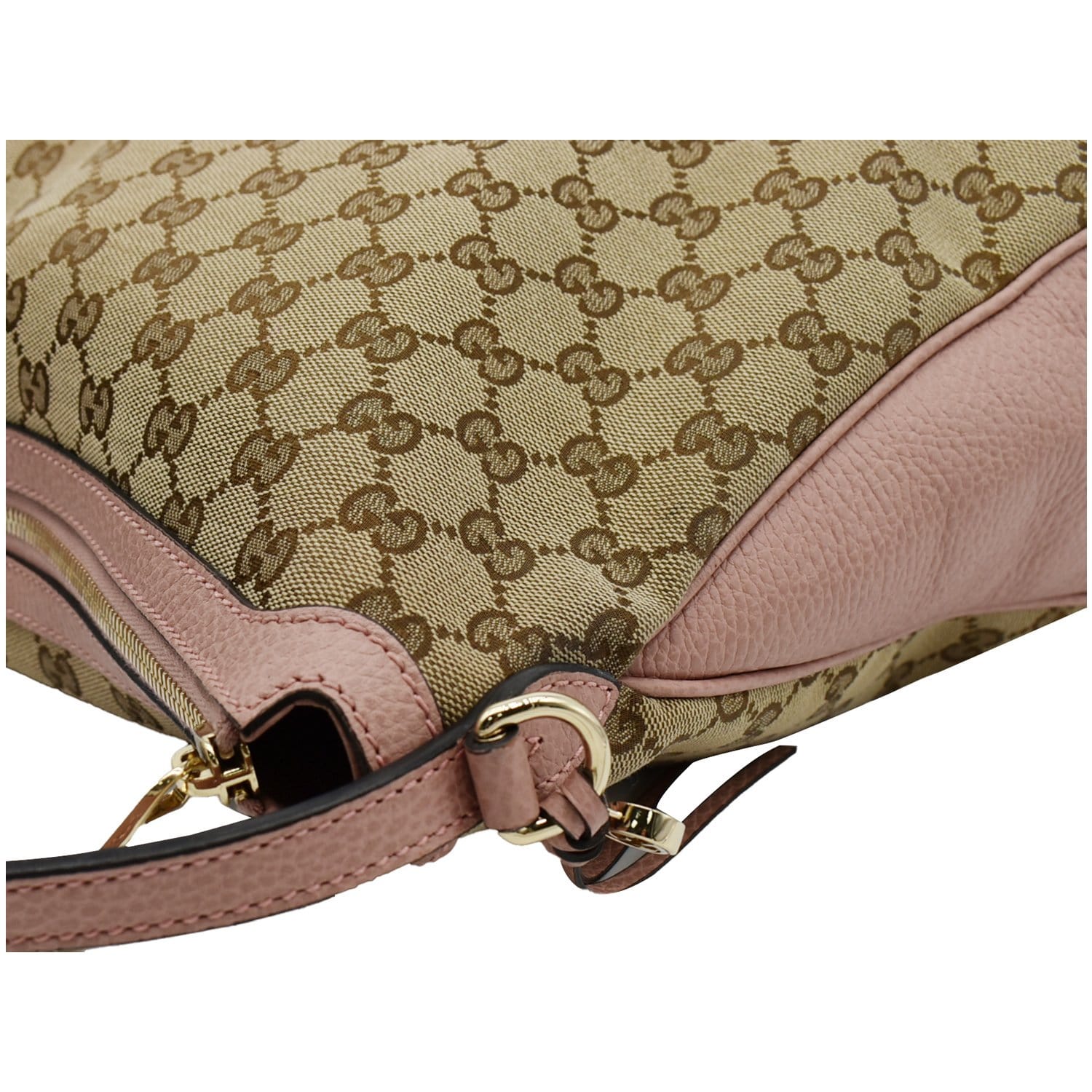 Gucci Original GG Bree Canvas Leather Hobo Handbag