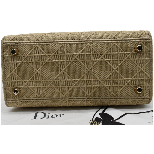 CHRISTIAN DIOR Medium Lady D-Lite Embroidered Canvas Shoulder Bag Beige