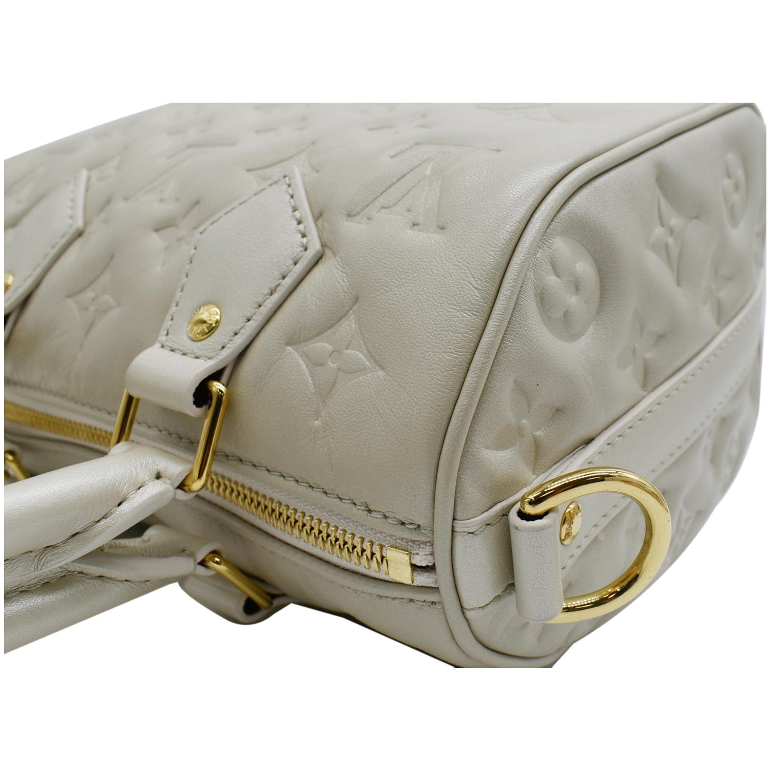 Speedy bandoulière leather handbag Louis Vuitton White in Cloth - 36479044