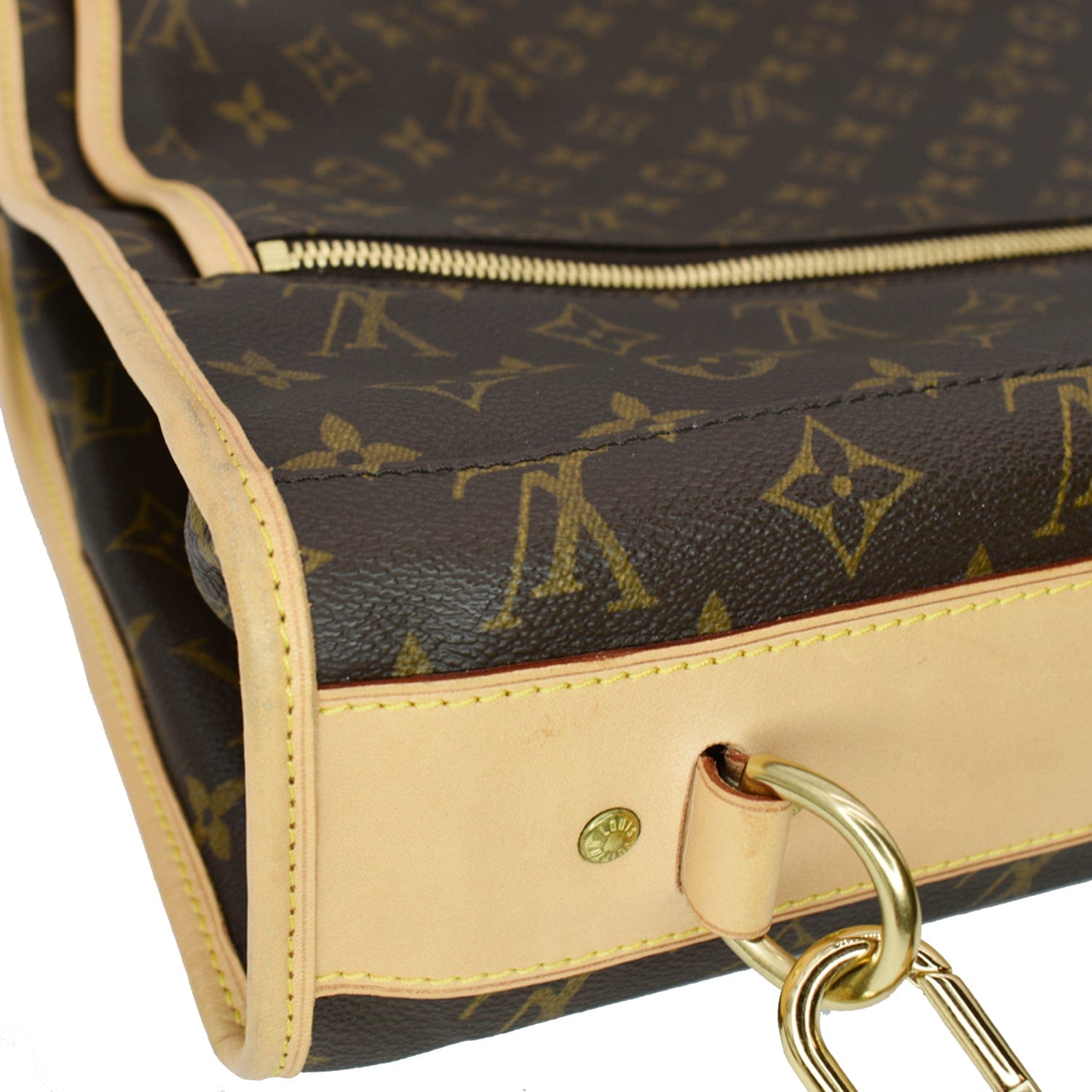Louis Vuitton Brown Nylon Foldable Garment Bag on Gold LV Hanger – Main  Street Estate Sales