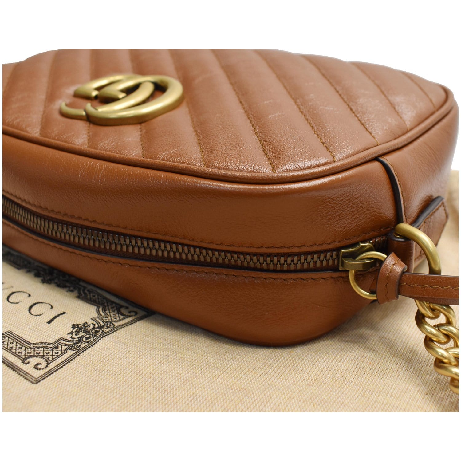 GG Marmont Mini Leather Shoulder Bag in Brown - Gucci