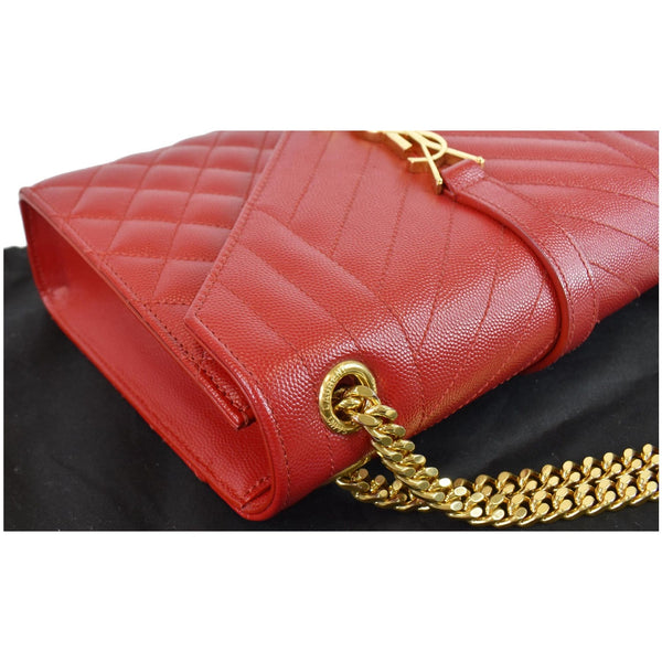 YVES SAINT LAURENT Medium Envelope Leather Chain Shoulder Bag Red