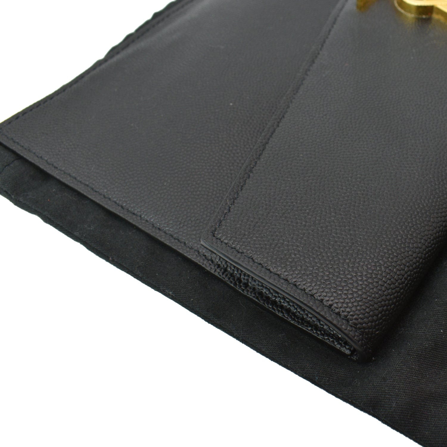 YVES SAINT LAURENT Uptown Envelope Grain De Poudre Leather Clutch Blac