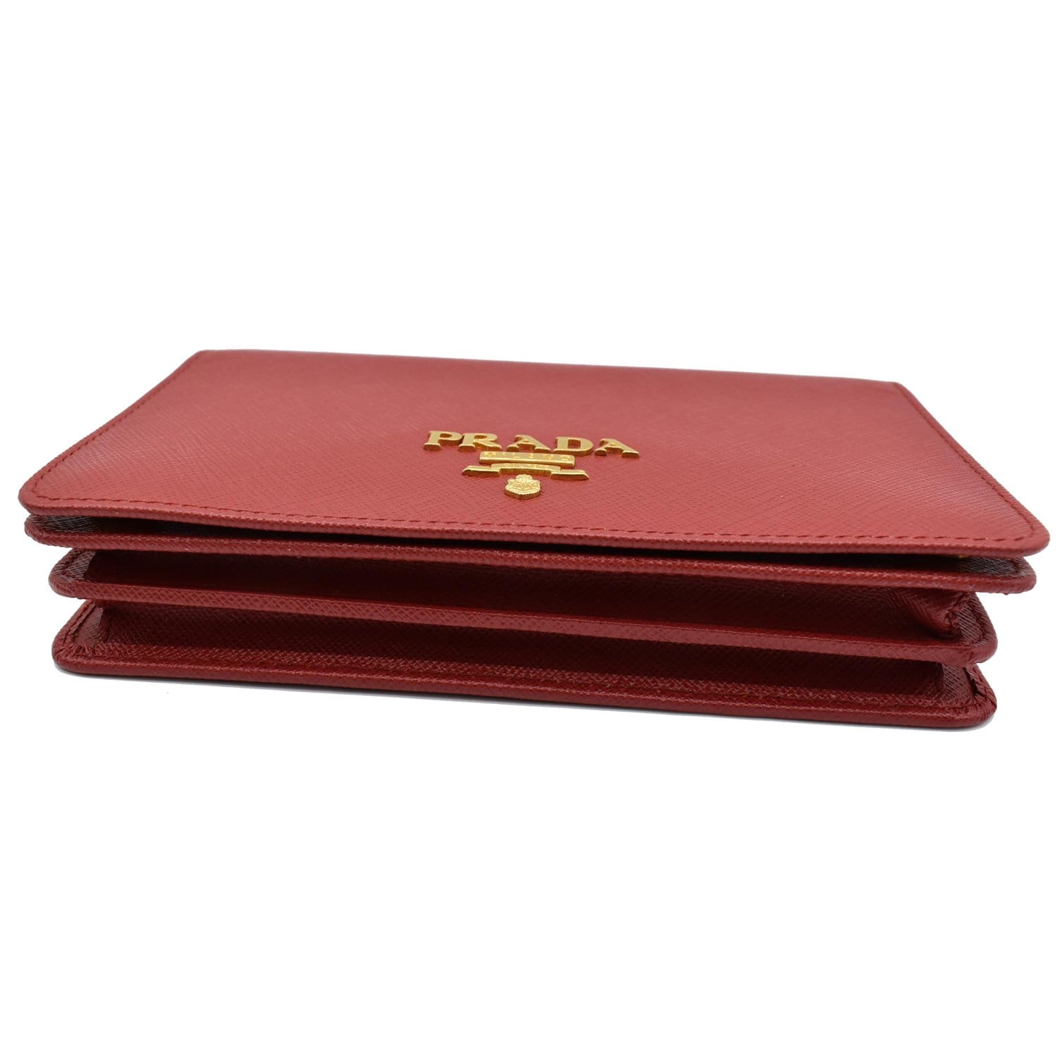 Prada, Bags, Prada Saffiano Leather Wallet On Chain Red