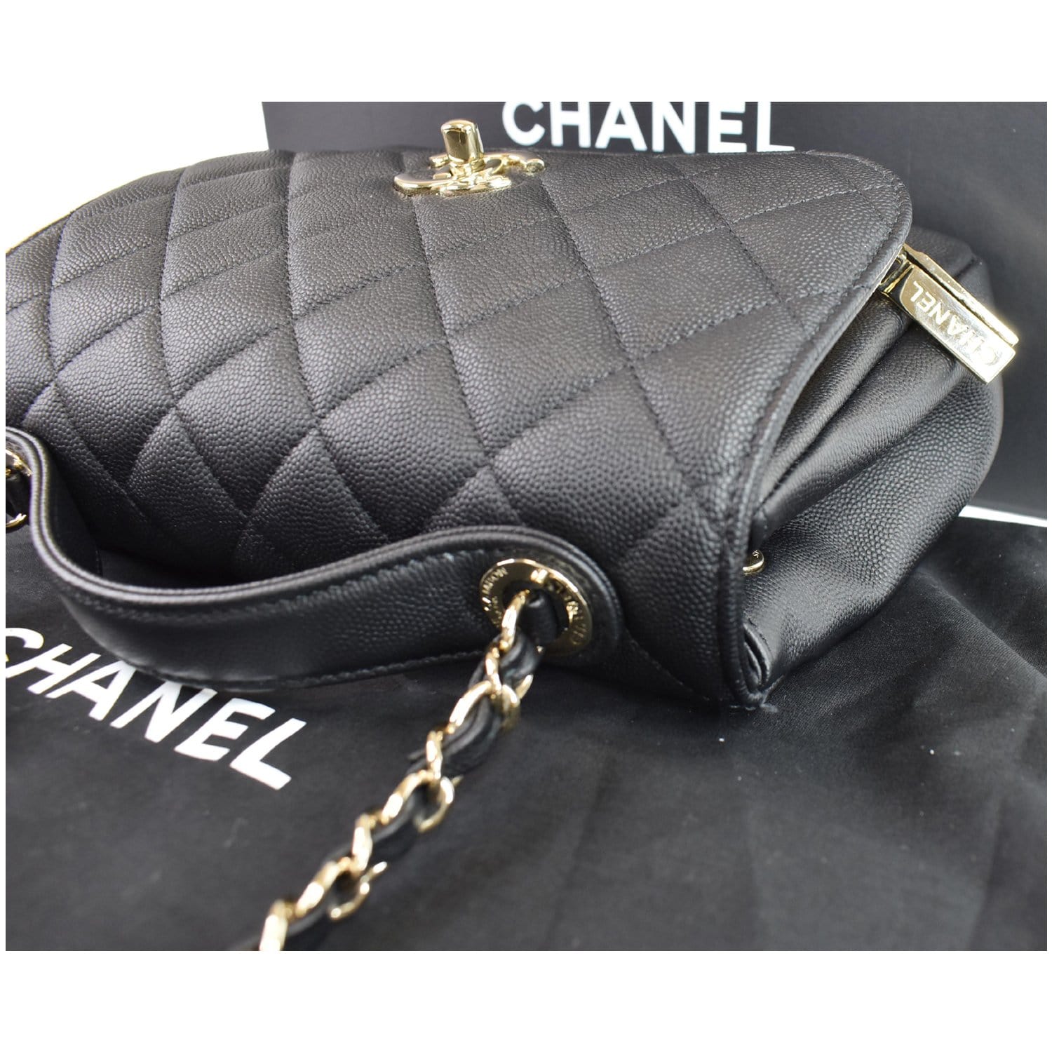 CHANEL Business Affinity Medium Black Caviar with Champagne Hardware 2017