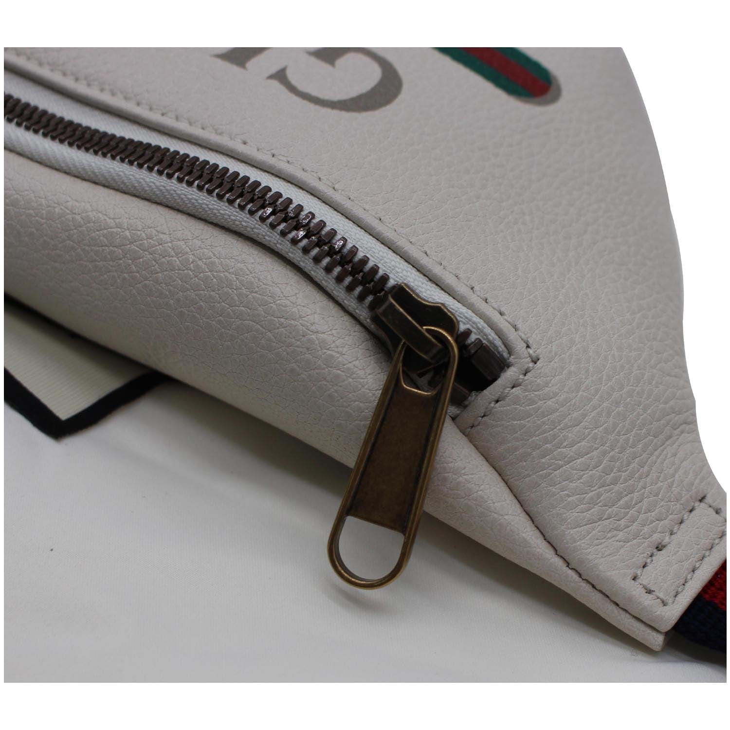 GUCCI Print Small Leather Belt Waist Bum Bag White 527792