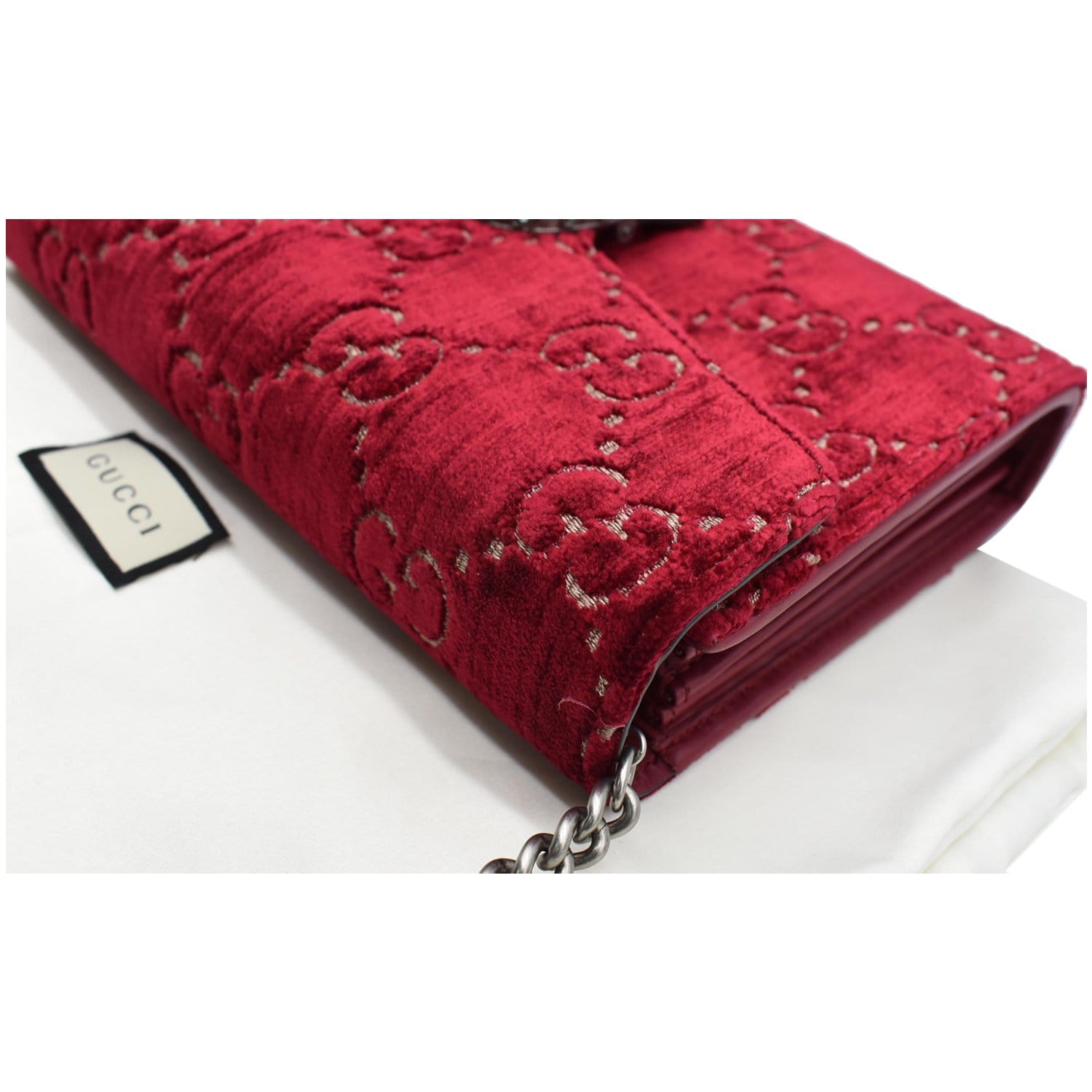Dionysus chain wallet velvet crossbody bag Gucci Brown in Velvet - 22200974