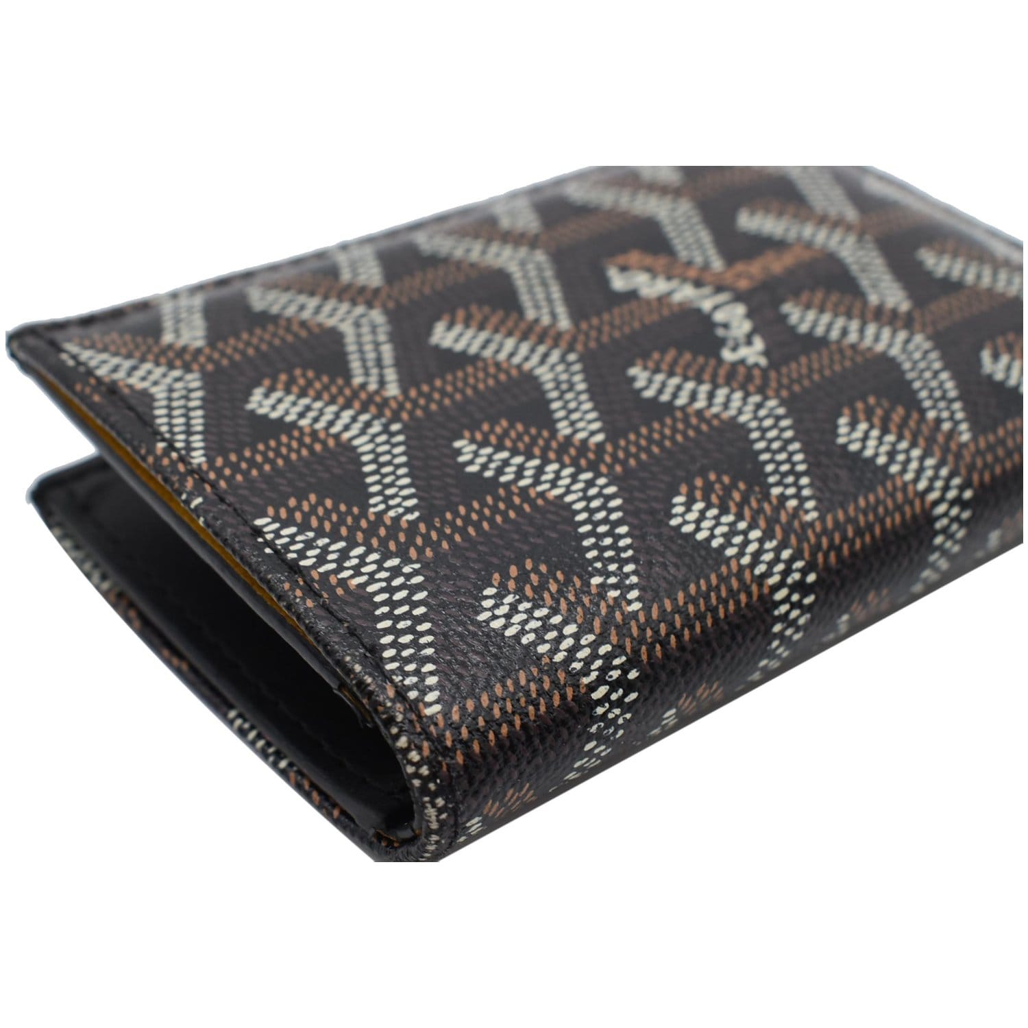 Goyard Flat Card Holder in Black Signature Coated Textile and Brown Ca –  Brands Lover
