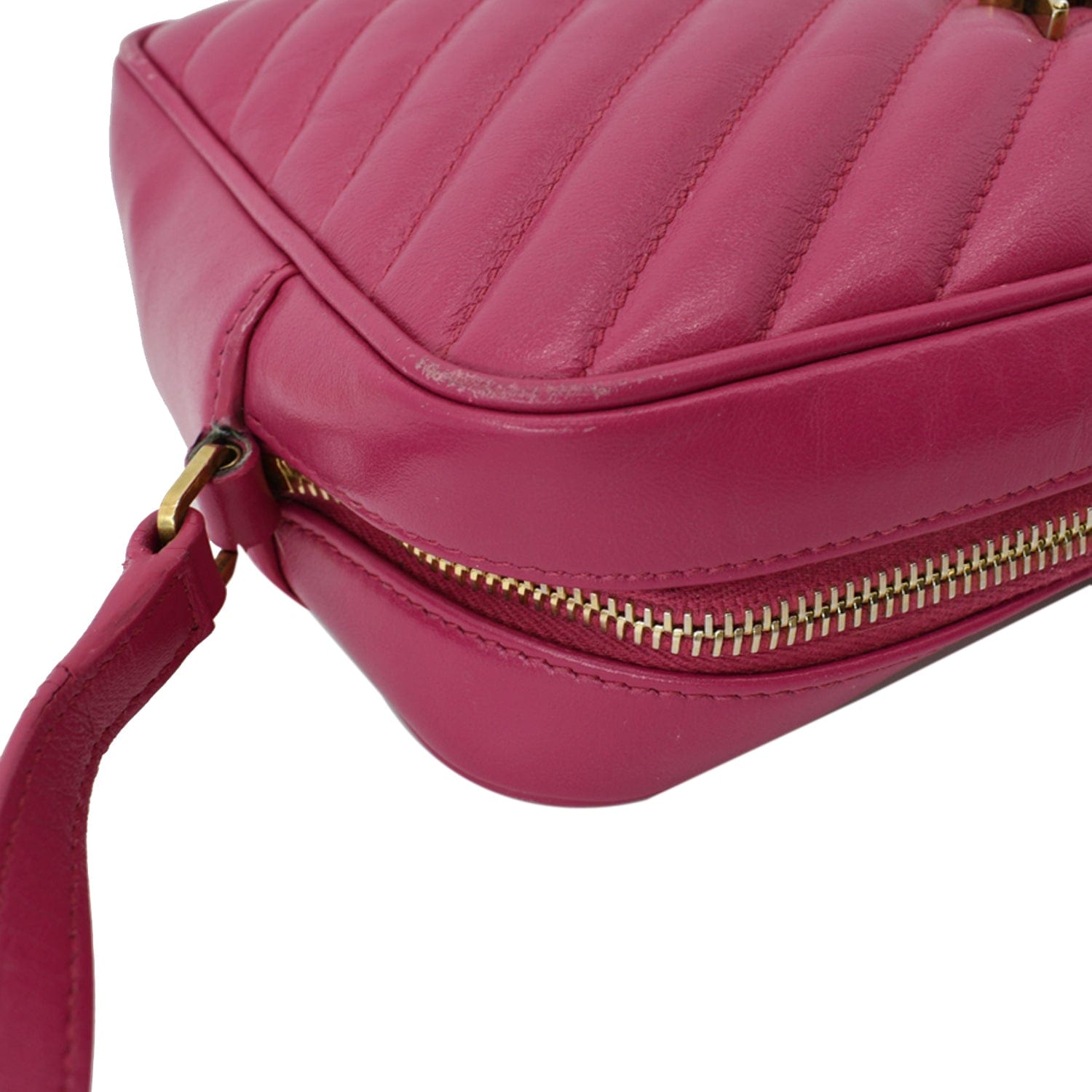 Lou Camera Leather Crossbody Bag in Pink - Saint Laurent