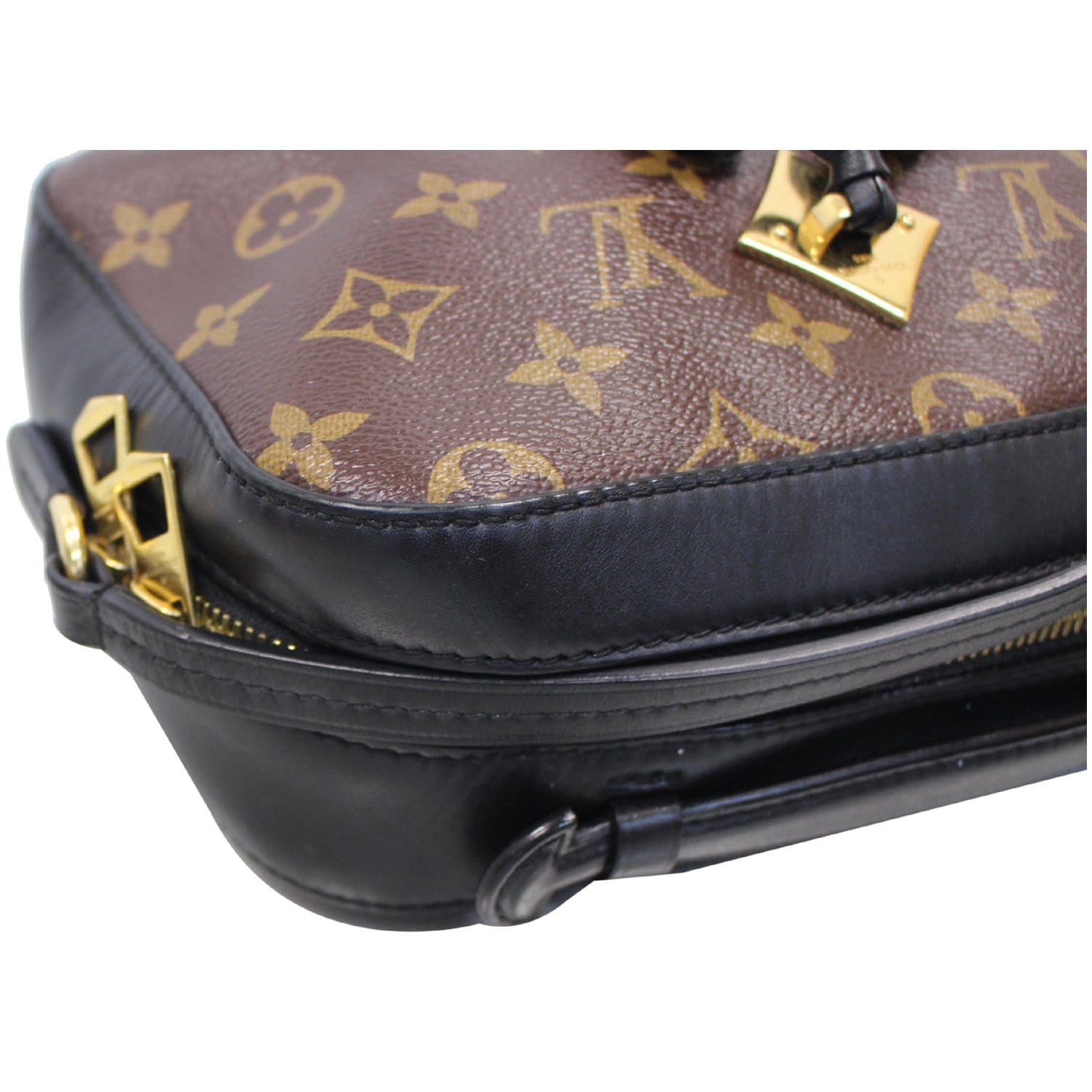 Louis Vuitton, Bags, Louis Vuitton Saintonge In Monogram With Black  Leather Strap And Detailing
