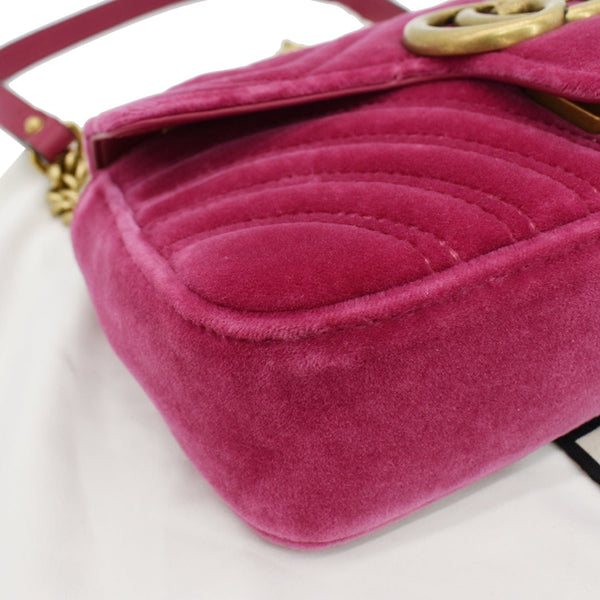 GUCCI GG Marmont Velvet Mini Shoulder Crossbody Bag Pink 446744