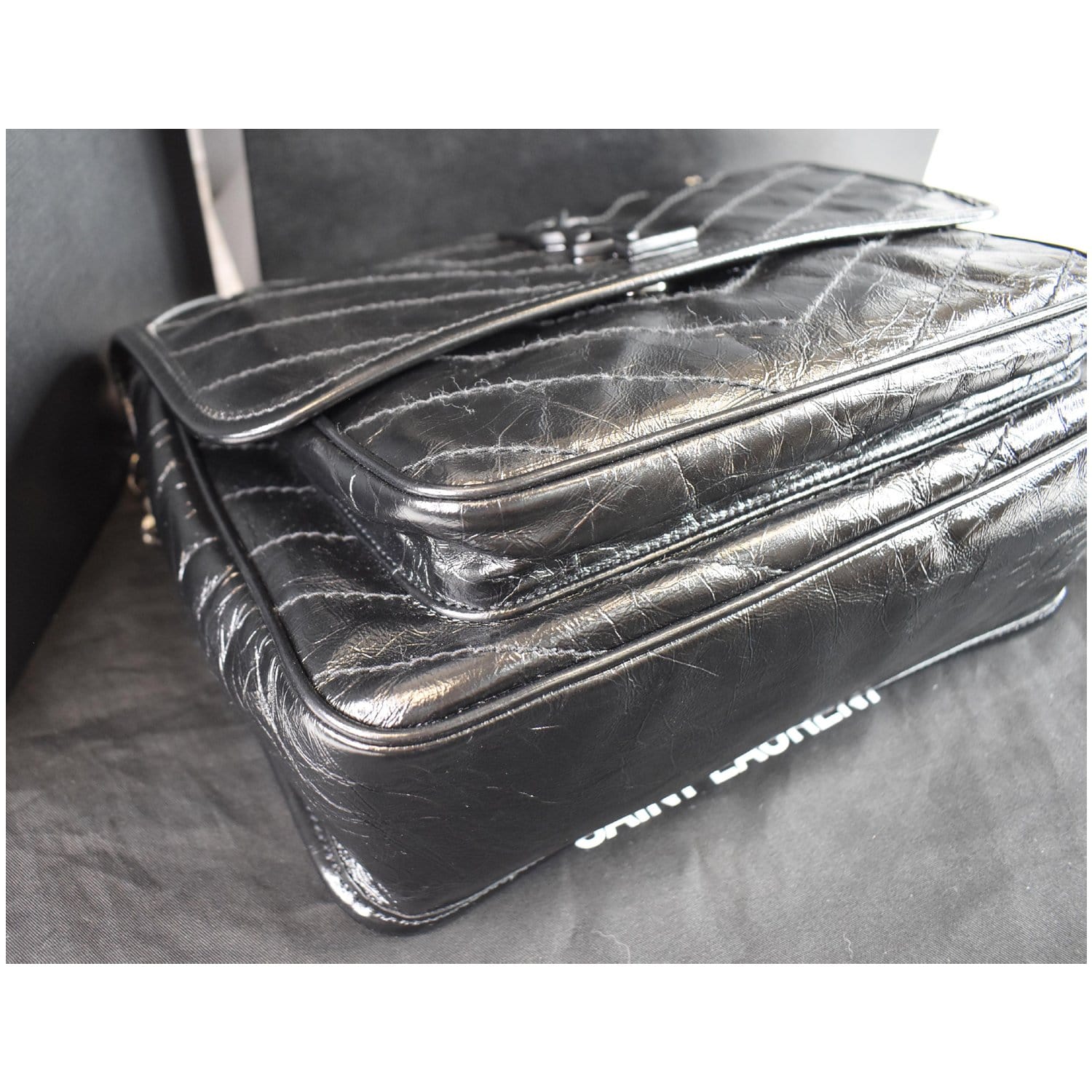 Saint Laurent Niki Ysl Monogram Crinkle Leather Wallet
