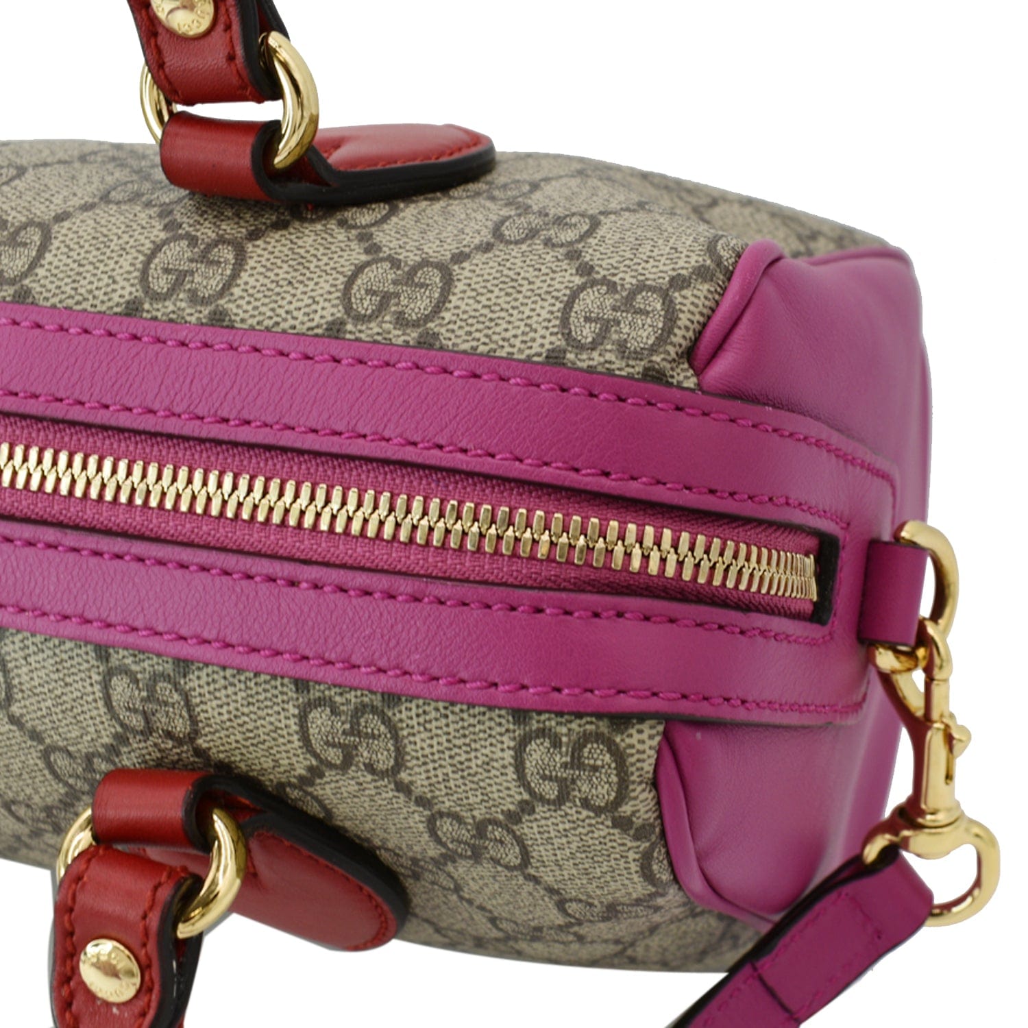 Gucci Beige/Pink/Red GG Coated Canvas Supreme Top Handle Small Boston Bag -  Yoogi's Closet