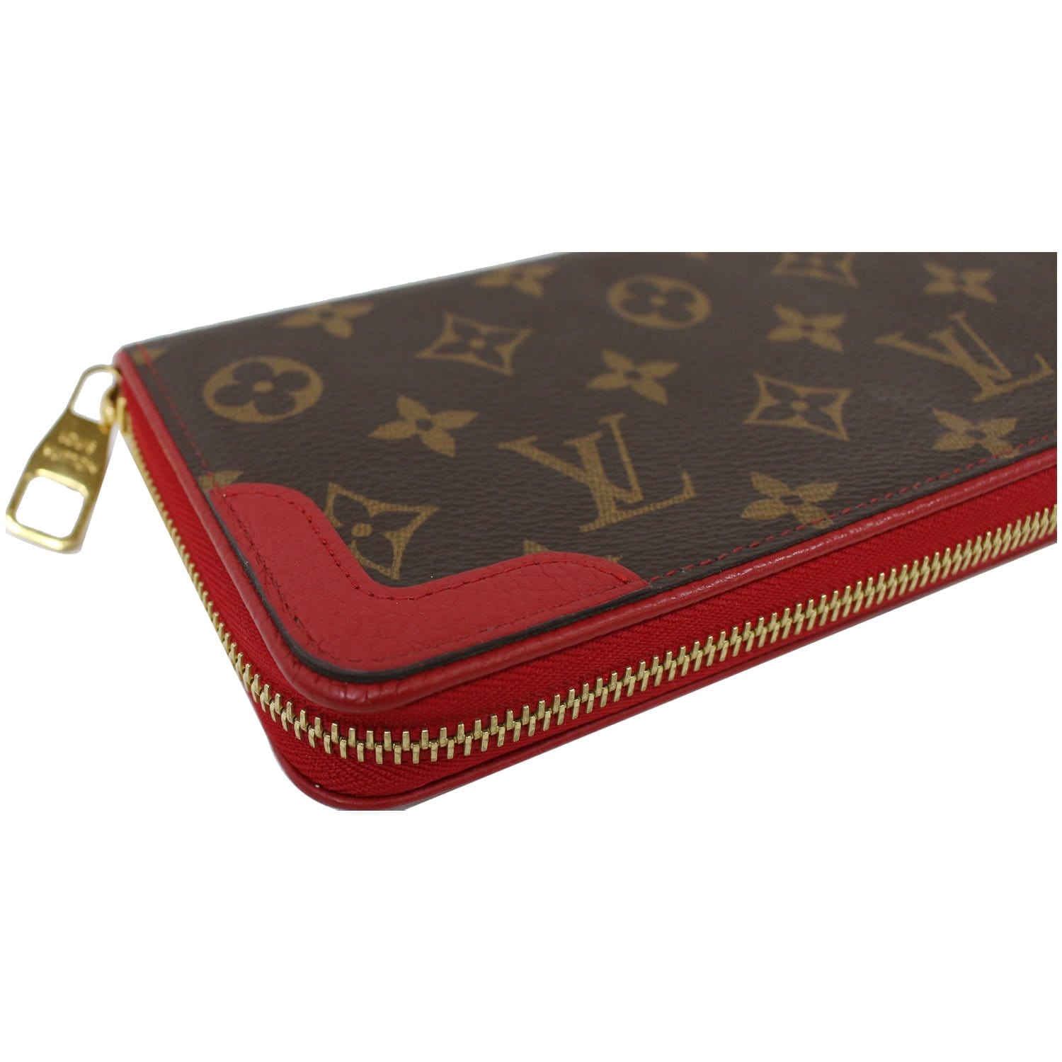 Louis Vuitton M61854 Monogram Zippy Wallet Retiro Brown Cerise Red Lea –  Gaby's Bags