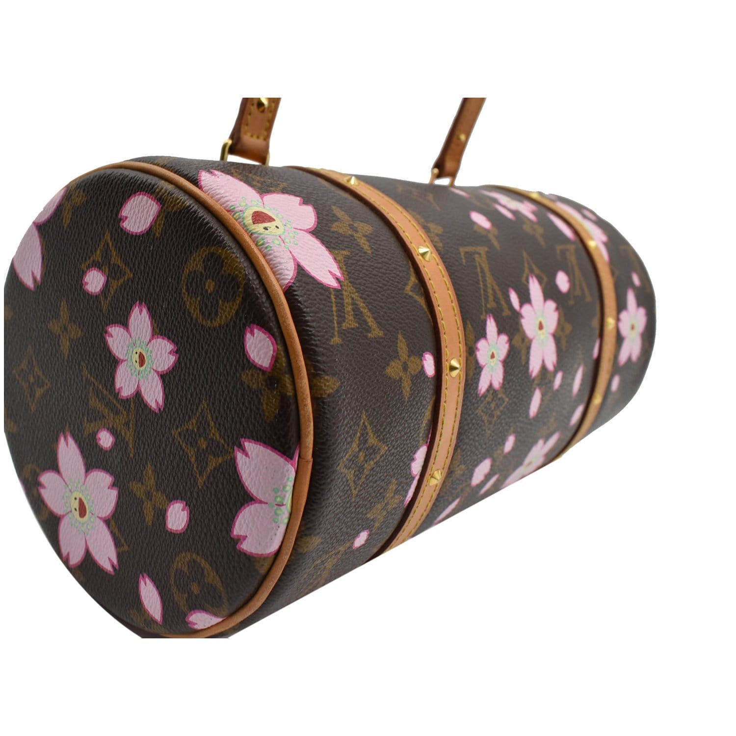 Auth LOUIS VUITTON Papillon Pink Cherry Blossom Monogram Hand Bag