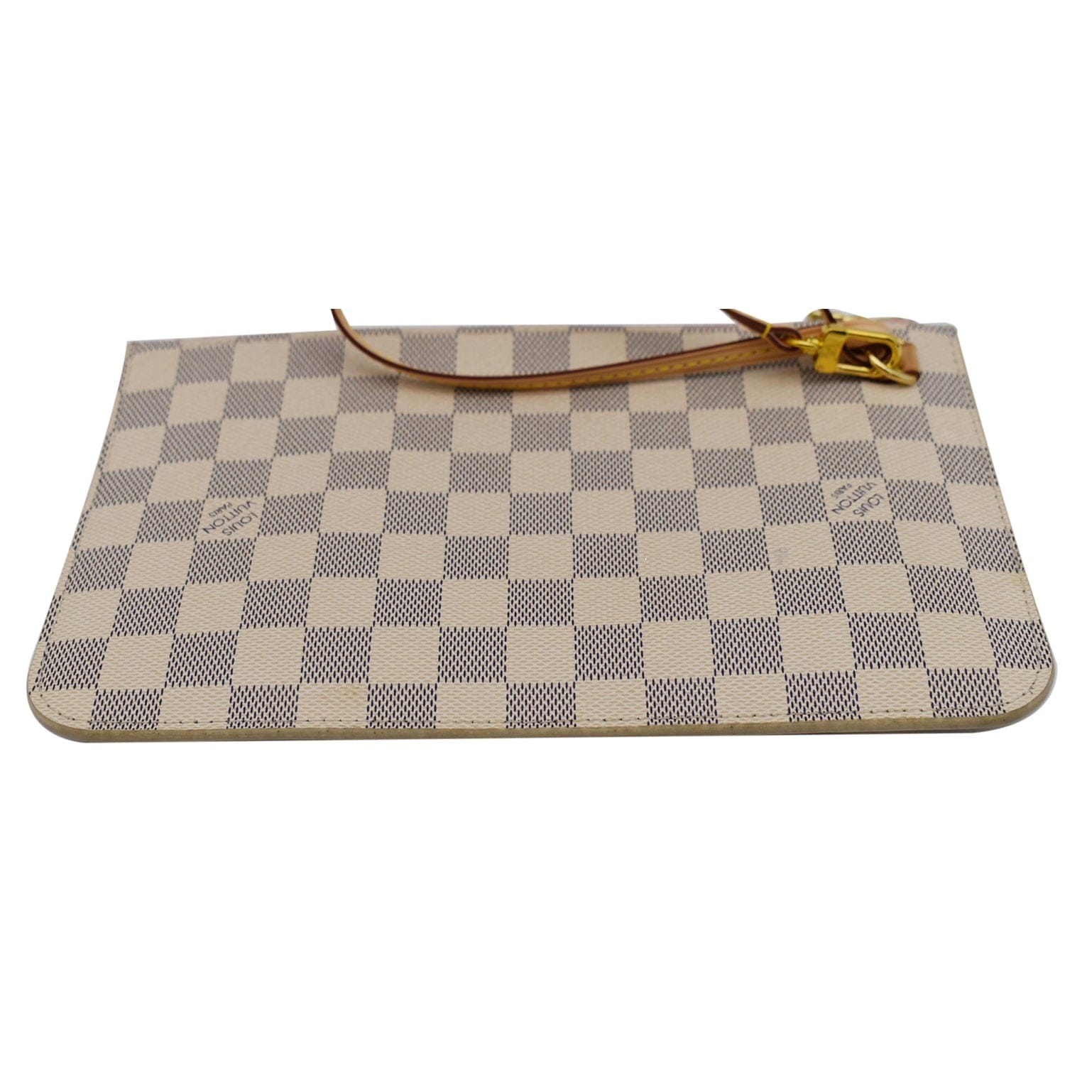 LOUIS VUITTON Neverfull MM Damier Azur Pochette Wristlet Pouch Rose Ba