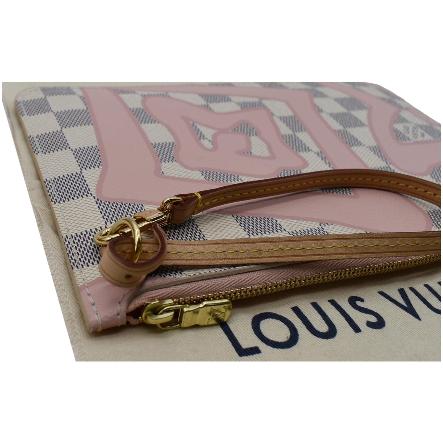 Louis Vuitton Damier Azur Neverfull Pochette Wristlet 10la527