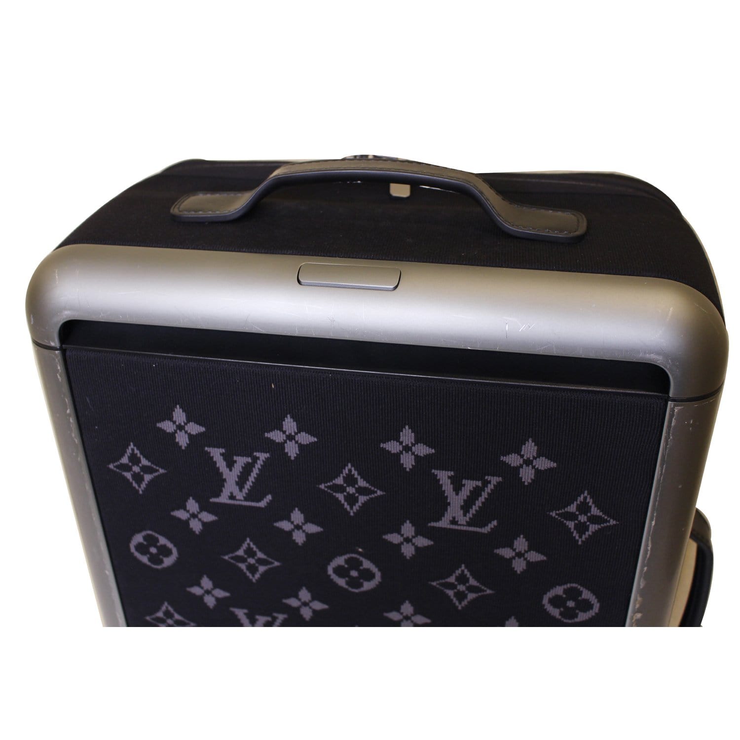 Louis Vuitton Grey Jacquard Knit Monogram Soft Horizon 55 Luggage at 1stDibs