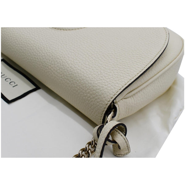 GUCCI Soho Chain Flap Leather Crossbody Bag White 536224