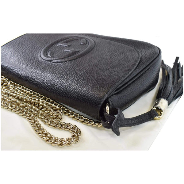 Gucci Soho Chain Flap Leather Shoulder Bag Black - side preview| DDH