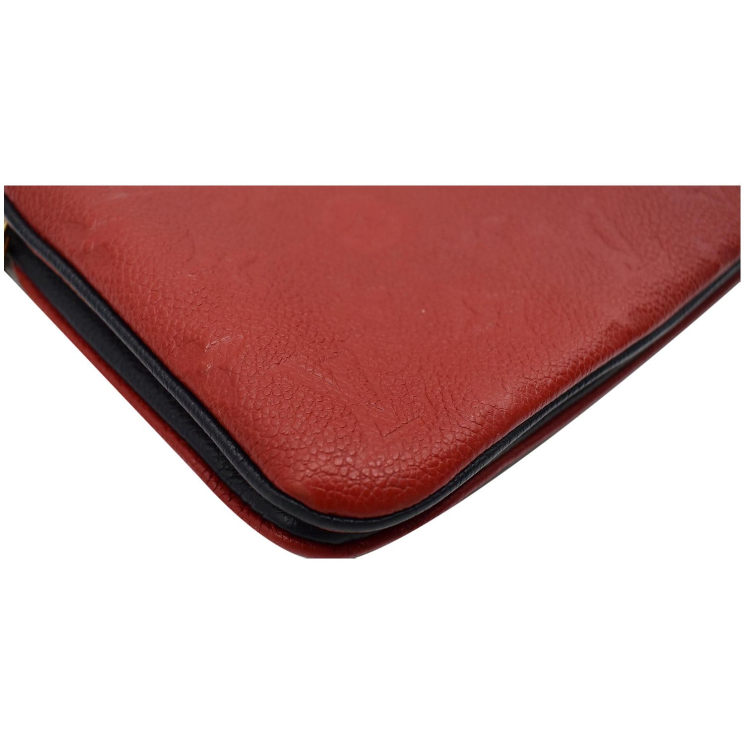 Louis Vuitton Navy x Red Empreinte Leather Double Zip Pochette