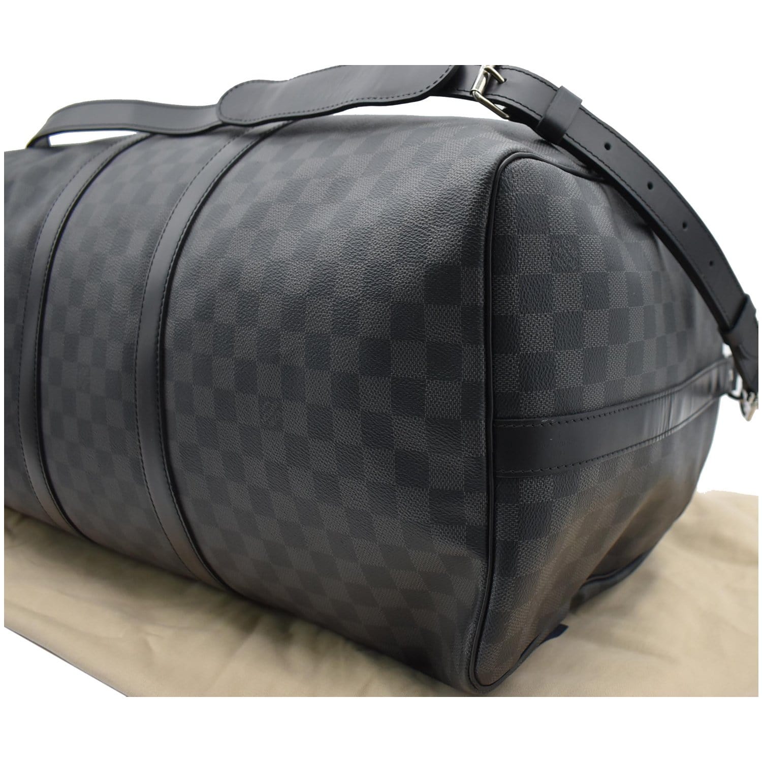 Keepall 55 Bandouliere Damier Graphite – Keeks Designer Handbags