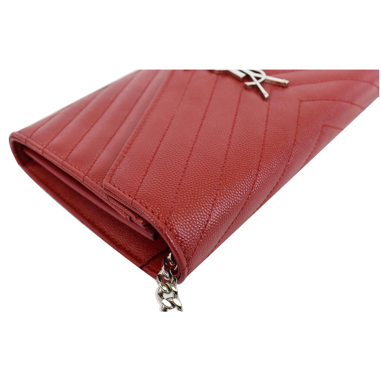 Chyc leather card wallet Saint Laurent Red in Leather - 24187865