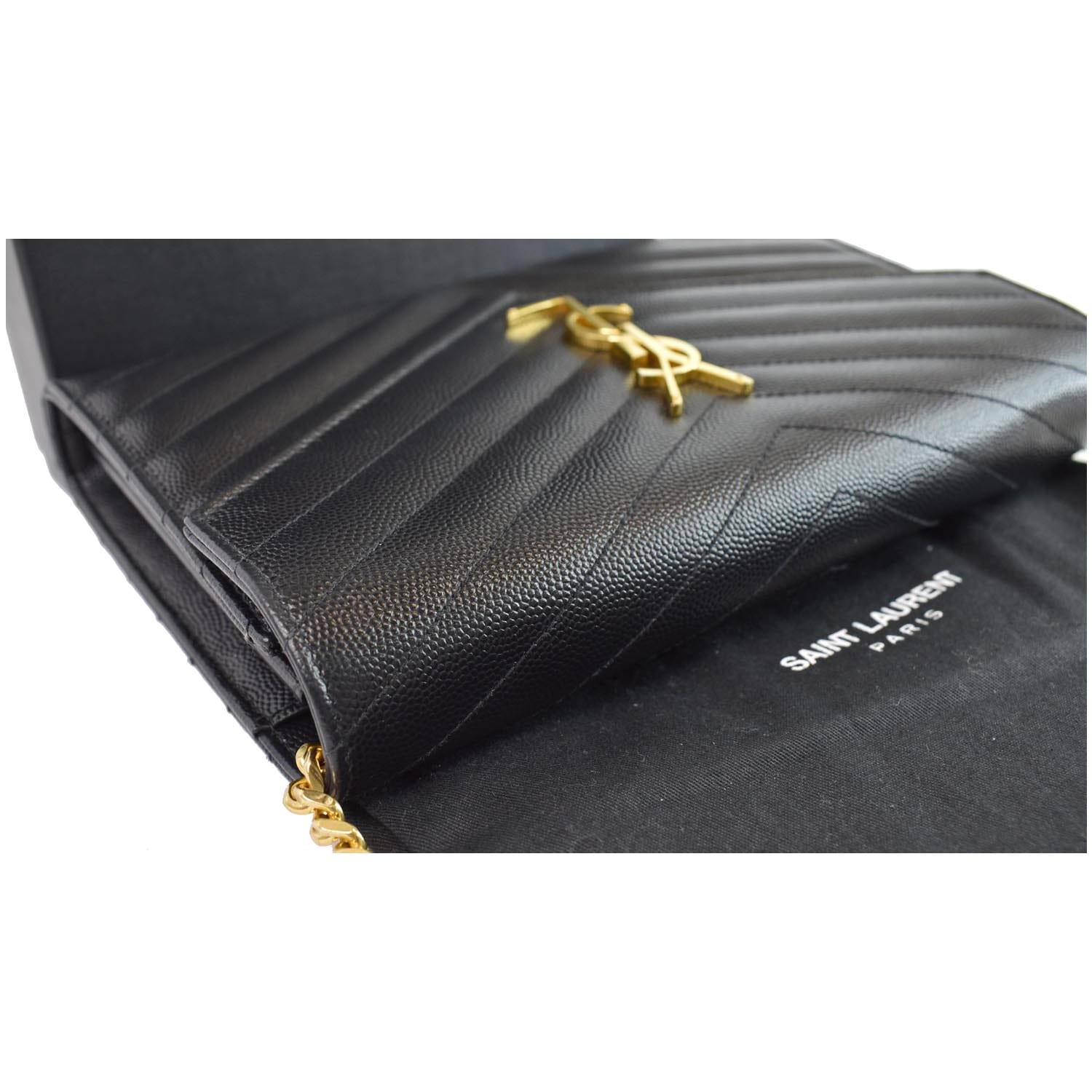 Black Saint Laurent Monogram Matelasse Envelope Wallet On Chain